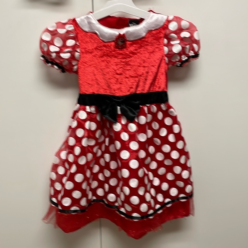 Disney’s Minnie Mouse Dress Costume Sz 6-6x Polyester polka dot w sparkle tulle